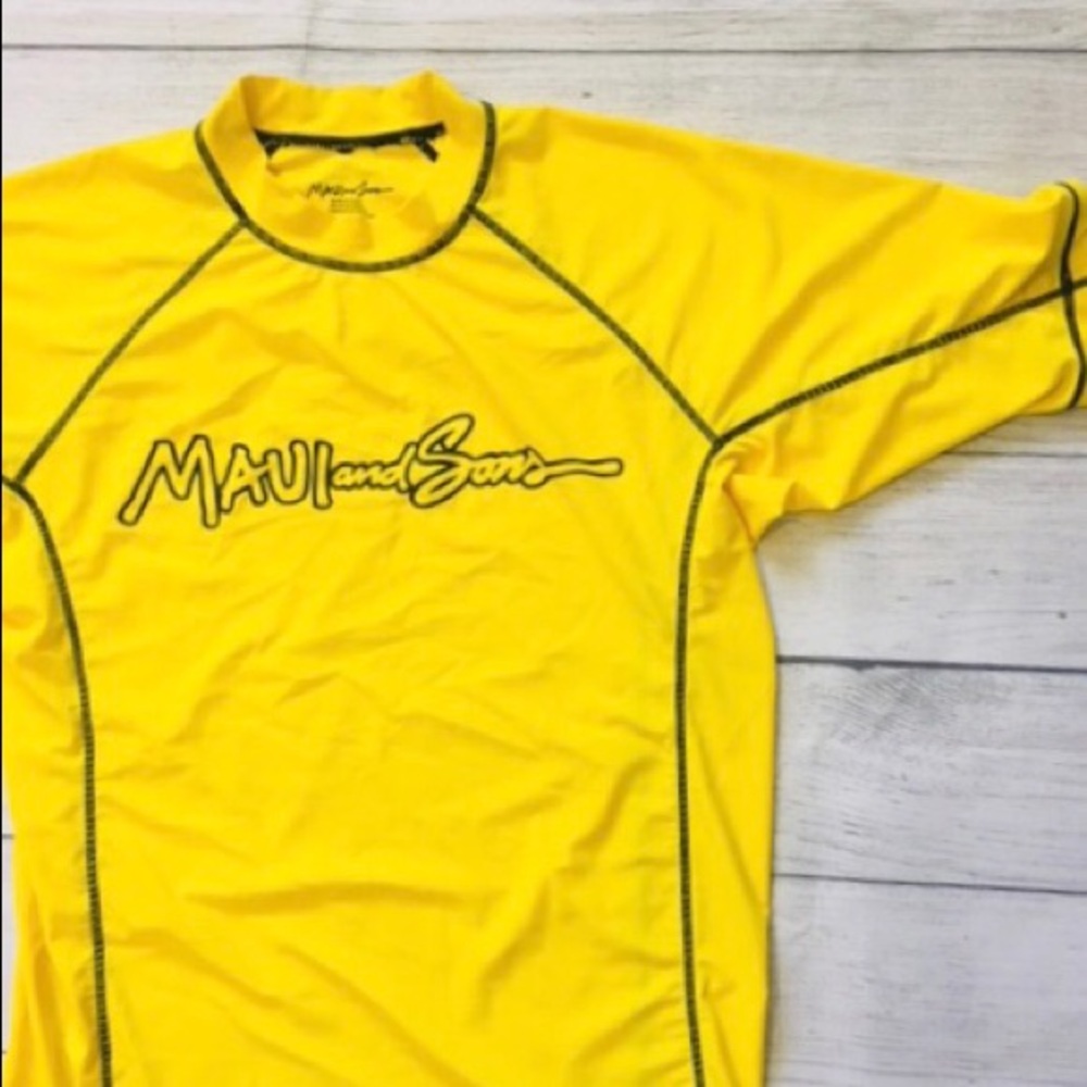 Maui and Sons Rash Guard Swim Surf Short Sleeve